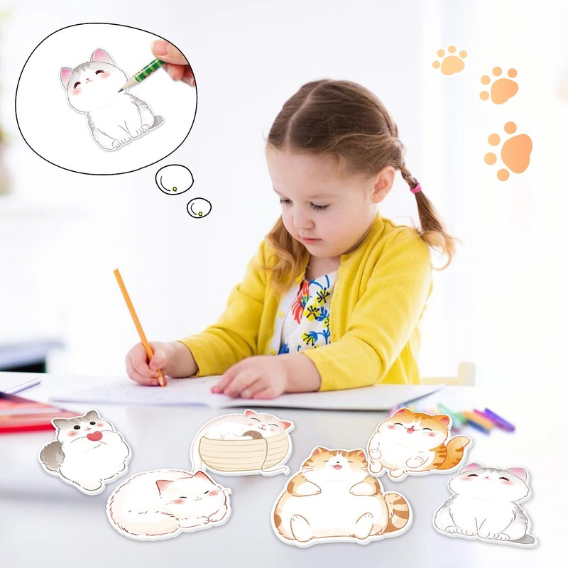 JSRQT 6 Pack 180 Sheets Cat Themed Sticky Notes, Small