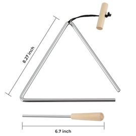 EASTROCK Triangle Instrument, Rhythm Steel Triangles Music Instrument Hand Percussion Triangles with Striker (8 Inch)