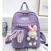 J.B.things Girls' Backpack, Kids Rucksack, Check, Rabbit Plush (Purple), purple