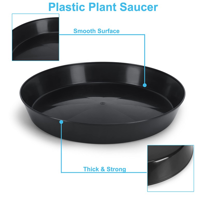 Austin Planter 18inch Saucer Black Polypropylene for Indoor and Outdoor