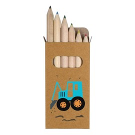 Azeeda 6 x 'Digger' Short 85mm Pencils/Coloured Pencil Set (PE00054642)