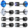 Pack of Screw Back Earrins Black Gold Plted Titanium CZ