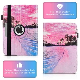 UrbanX 7-8 Inch Universal Tablet Case, Protective Cover StFolio Case for Celkon CT-910 7 8 Inch, with 360 Degree Rotatable Kickstand, Multiple Viewing Angles Stylus Holder - Pink Beach
