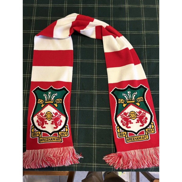 Wrexham AFC Red And White Bar Scarf Welcome To Wrexham