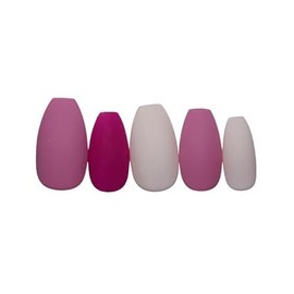 PHILOSHOP | Multi PINK | Women's I heart you Reusable | Press On Nails | Artificial False nail extension | Application Kit, | Nourish & Restore Removal | Customisable (Almond_S)