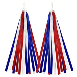 IEALODS 4th of July Bike Decorations Patriotic Bike Streamers Red White Blue Bike Tassels Ribbon for Bicycle Scooter Tricycle Handlebar, 1 Pair