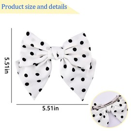 Polka Dots Satin Hair Bows for Women white Ribbon Polka Dots Bow Clips Girl Bowknot Spotted Hair Clips Accessories French Style Silk Bow Clip Decoration for Thin Thick Hairstyle