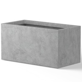 Kante 23.2" L Rectangular Concrete Planter, Large Outdoor Indoor Garden Pots with Drainage Hole and Rubber Plug, Modern Decor for Home, Patio, Backyard, Natural Concrete