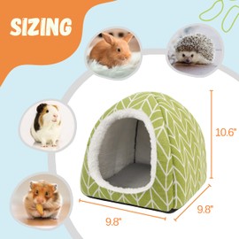 Tierecare Guinea Pig Hideout Hamster Bed Rabbit House Cave Accessories Cozy Hide-Out for Bunny Hedgehog Ferret Chinchilla&Other Small Animals (Green)