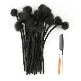 Cypsin 12inch 100 Strands 100% Human Hair Dreadlock Extensions, 0.4cm Width Handmade Loc Extensions Human Hair for Men Women Kids, Permanent Dread Extensions Can Be Dyed Bleached Curled(Natural Black)