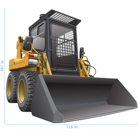 StikArt Yellow Skid-Steer Loader Construction Truck Wall Decal, 12-inches W x 10.5-inches H