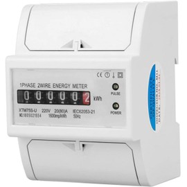 CYTGOUPER XTM75S-U Single Phase Electricity Meter,35mm Din Rail Electric Meter,5 and 1 Digits Display 4P Single Phase LCD Digital Energy Meter for Home Industrial(20(80) A)