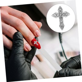 Beavorty 50 pcs Cross Nail Charms Rhinestone Nail Art Decorations Durable Alloy Charms for DIY Manicure Home Salon Use