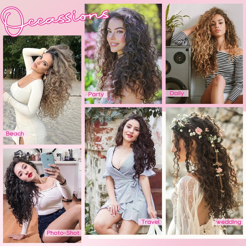 REECHO Curly Hair Extensions, 4PCS 20 inch Clip in Hair