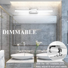 Aipsun 31.5in Dimmable Modern LED Vanity Lights for Bathroom Light Fixtures Over Mirror Chrome Adjustable Bath Lighting(White Light)