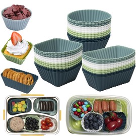 SmartKitch Silicone Cupcake Liners 36pcs Silicone Lunch Box Dividers，Non-Stick Silicone Muffin Cups, Bento Box Accessories for Kids