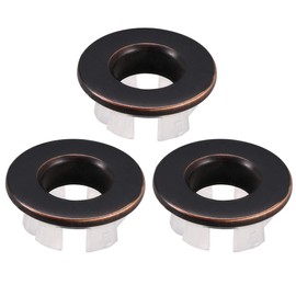 uxcell Sink Basin Trim Overflow Cover Copper Insert in Hole Round Caps,Bronze Black,3Pcs