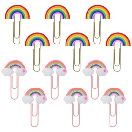 yueton 12PCS Rainbow Cloud Shaped Paper Clips Cute Small Paperclips PVC Metal Bookmark Clips File Note Clips Book Markers for Office, School, Home and Wedding Party Use