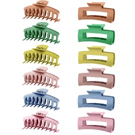 Hair Claw Clips for Women 12 Pack Big Hair Claw Clips for Women Large Claw Clip for Thin Thick Curly Hair 90's Strong Hold 4.13 Inch Nonslip Matte Jumbo Hair Clips (Colorful)