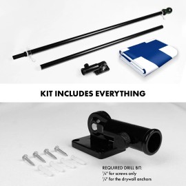 UD_G128 Flag Pole 6FT Black Tangle Free & Finland Finnish Flag 3x5 Ft Combo Printed 150D Polyester