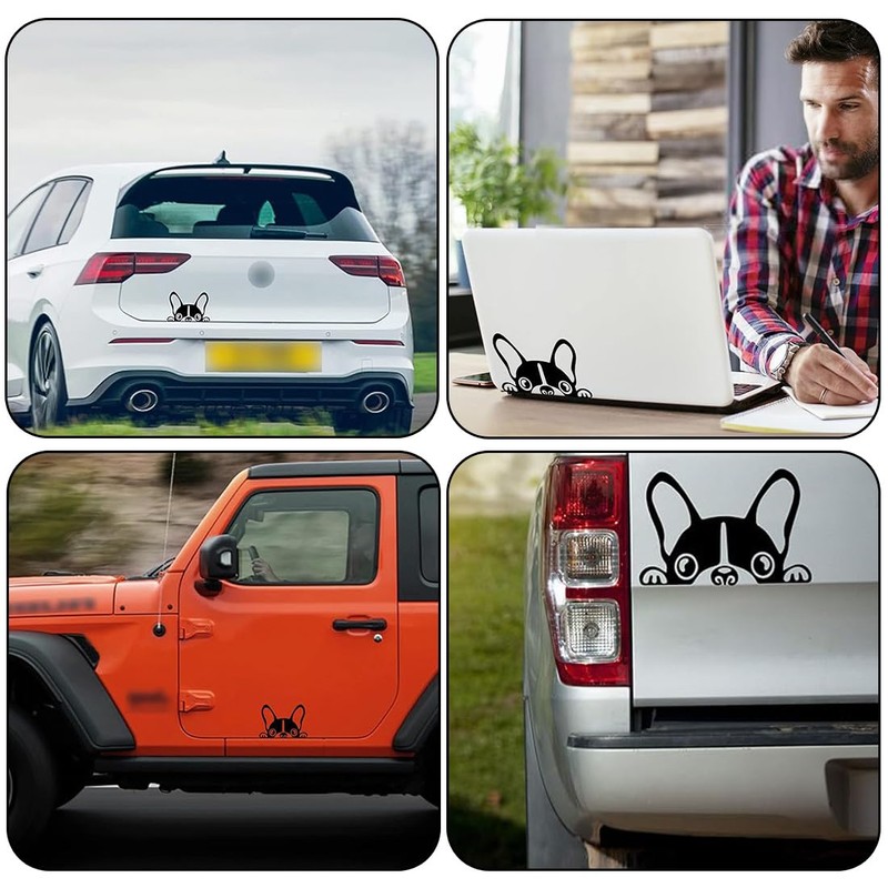 2 Pictures Car Sticker Bulldog Car Sticker Black Decorative Window