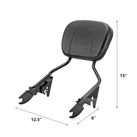 Dasen Sissy Bar with 4-Point Docking Hardware Kits, Detachable Passenger Backrest Compatible with Harley Touring Road Glide Street Glide Electra Glide Road King 2014-2024 Black