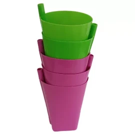 Vaso 100 Vasos De Plástico Con Popote Para Niño 349ml Colores
