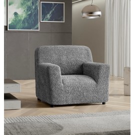 PAULATO BY GA.I.CO. Chair Cover - Armchair Cover - Armchair Slipcover - Soft Fabric Slipcover - 1-Piece Form Fit Stretch Stylish Furniture Protector - Microfibra Collection - Ash (Chair)