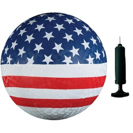 Toys+ 8.5 Inch Colorful Playground Ball + Pump (USA Flag + Pump)