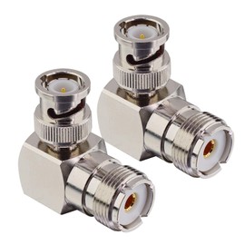 BOOBRIE M Type J (Female) to BNCP (Male) Connector Right Angle 90 Degree RF Adapter to SDR Amateur Radio Antenna Scanner Coaxial Cable 2pcs