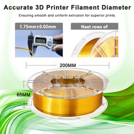 iBOSS PLA Plus (PLA+) 3D Printer Filament 1.75mm,1kg Spool (2.2lbs) Silk Shiny Filament 3D Printing Filament,Dimensional Accuracy +/- 0.02mm,PLA Pro 3D Filament,Fit Most FDM Printer(Slik Gold)