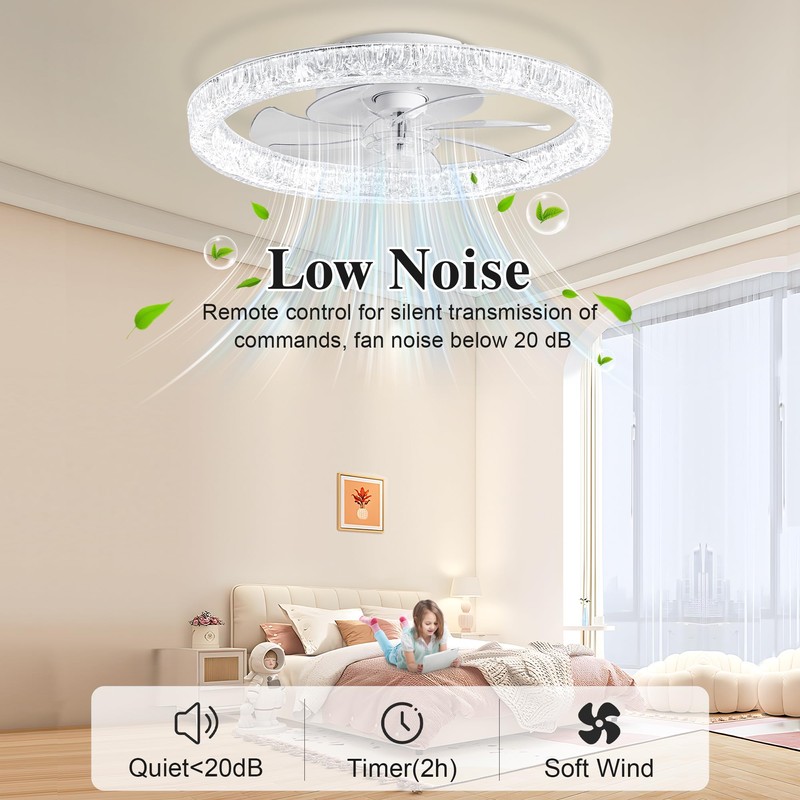 Ceiling Fans with Lights and Remote Fandelier - 20'' Flush