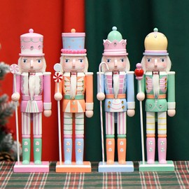 MineSign Wooden Nutcracker Ornaments Christmas Decoration Figures Puppet Home Decor (12 Inch,Green