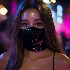 GREEFEI Black Latex Half Face Mask Handmade,Rubber Half Face Mask for Men Eomen,Cosplay Theme Party Carnival Accessories M