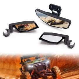 KIWI MASTER Center & Side Rear View Mirrors for 2024 2025 Polaris RZR XP 1000 Accessories, 2021-2025 RZR Trail/Trail S Adjustable Folding Rearview Mirror 2884524 2883763