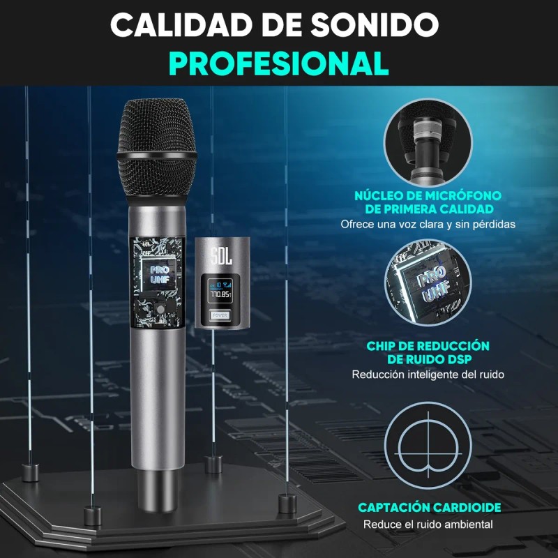 Micrófonos Inalámbricos Uhf Dinámico Recargable 4pcs