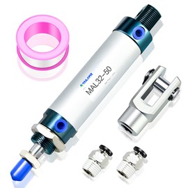 TAILONZ PNEUMATIC Compressed Air Cylinder with 32 mm Bore and 50 mm Stroke, Double-Action, with Y Connection and 2 x 8 mm Screw Connections MAL32 x 50