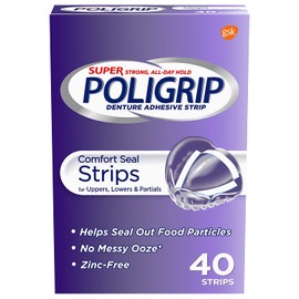 Super Poligrip Comfort Seal Denture Adhesive Strips, 40 Count(Pack of 4)