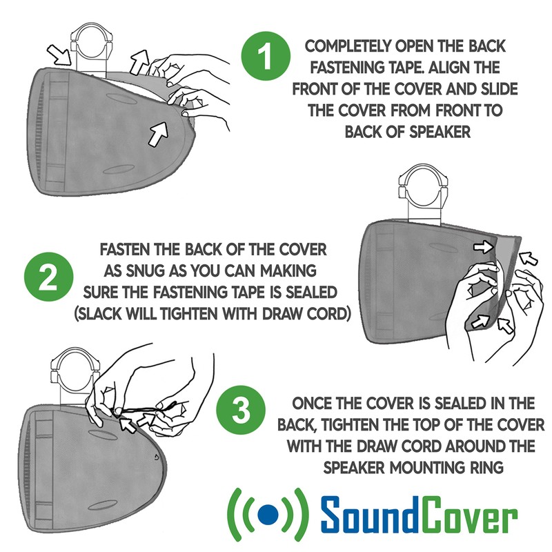 Black Waterproof 600D Marine Wake Tower Speaker Covers – Large