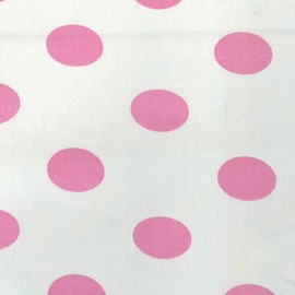 Fashion Fabrics LLC Light Pink | White Big Polka Dot Printed Poly Cotton Fabric - Sold by The Yard - 59"