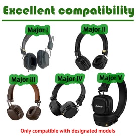 Gobelieve Replacement Earpads for Marshall Major I II III IV V Headphones - Protein Leather Ear Cushions for Major 1/2/3/4/5 Wireless/Wired Headsets - Black