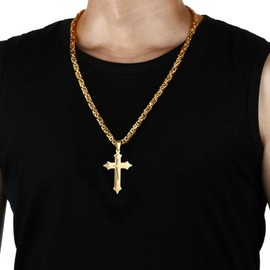 Necklace for Boyfriend Gifts for Boyfriend Gold Cross Stainless Steel Chain Necklace for Men Birthday Jewelry Gifts for Him