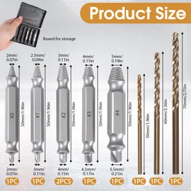 9PCS Damaged Screw Extractor Set Upgraded Model HSS 6542 Hardness is 63-65HRCDamaged Broken Grab Stripped Removal Tool Bolt Remover Kit for General bit Set Double Ended Adult Gifts for Men