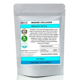 Marine Collagen Capsules 2600mg Hydrolysed Type 1 (High Strength) Pure NoFillers (30)