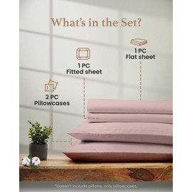 Good Sleep Bedding 100% Cotton Queen Sheet Set - 4 Piece, 800 TC 16 Inch Deep Pocket Queen Sheets, Soft & Breathable Queen Sheets, Luxury Sheet Set Queen Size with Pillow Covers - Blush Queen Sheets