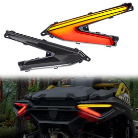 CUSAUTV LED Taillights Compatible with 2024+ Can Am Maverick R/R X/R X RS Accessories Smoked Black Tail Lights Brake Stop Lights Turn Signal with Yellow Flashing Lights Replace #710007646, 710007647