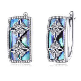 Abalone Shell Celtic/Dragonfly/Filigree/Paw Print Earrings Sterling Silver Hoop Earrings Drop Earrings Jewellery Gifts for Women Girls, Sterling Silver