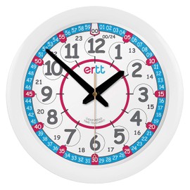 EasyRead Time Teacher Kinderwanduhr - Wanduhr Kinderzimmer - Die Zeit Lernen Wanduhr Mädchen & Jungen für Schlafzimmer mit Zeit Unterrichtsdesign, 24 Stunden Gesicht & Nachtlicht - Uhr 29cm