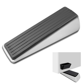 Ruayia Door Stopper Floor Door Wedge Rubber 1 Piece Silver, Door Stopper Wedge Stainless Steel Holders Non-Slip Scratch-Resistant, Non-Toxic No Unpleasant Odor, Also on Carpet, Tiles, Wood All Floors