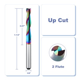 BFVV 10 Pcs CNC Router Bit Set 1/8-inch Shank, 2 Flute Spiral Up Cut End Mill, Solid Carbide Milling Cutters with DLC Coating for Precision Wood Carving Applications